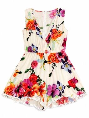 NWT CHOIES CREAM COLORED FLORAL ROMPER